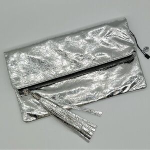 Silver Clutch Bag with Tassel